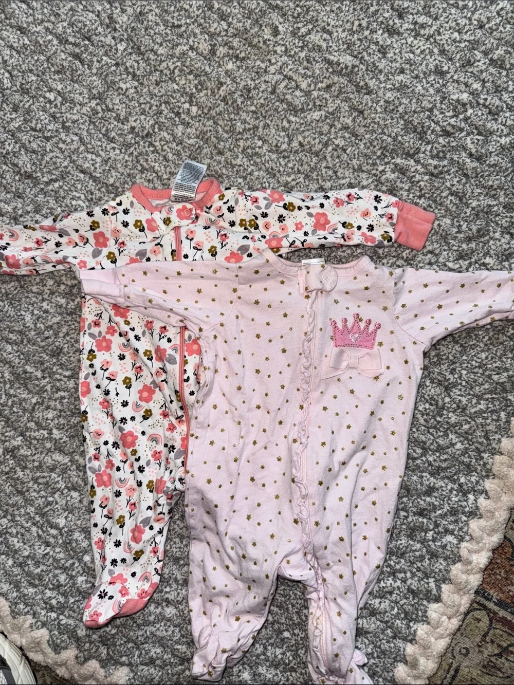 Gerber Pink Floral & Gold Dot Baby One-Piece Footies Set